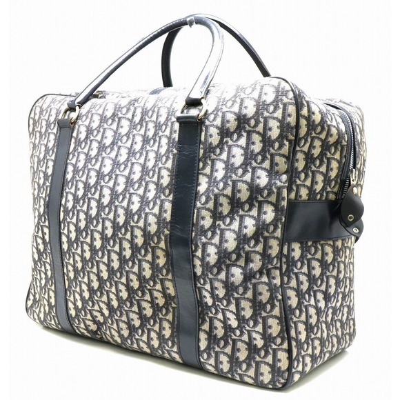 Dior  Canvas Bag Leather Trotter Navy Christian - Picture 1 of 9